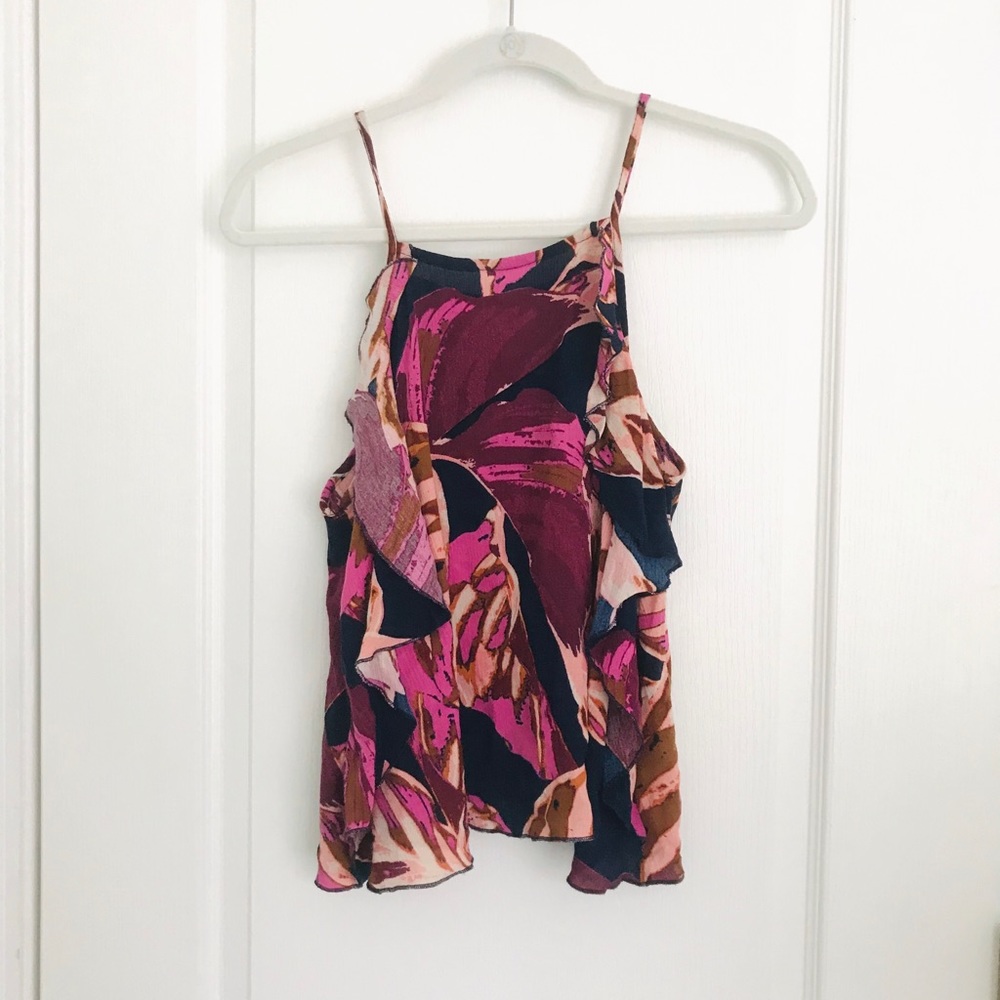 Floral tank top with split back
